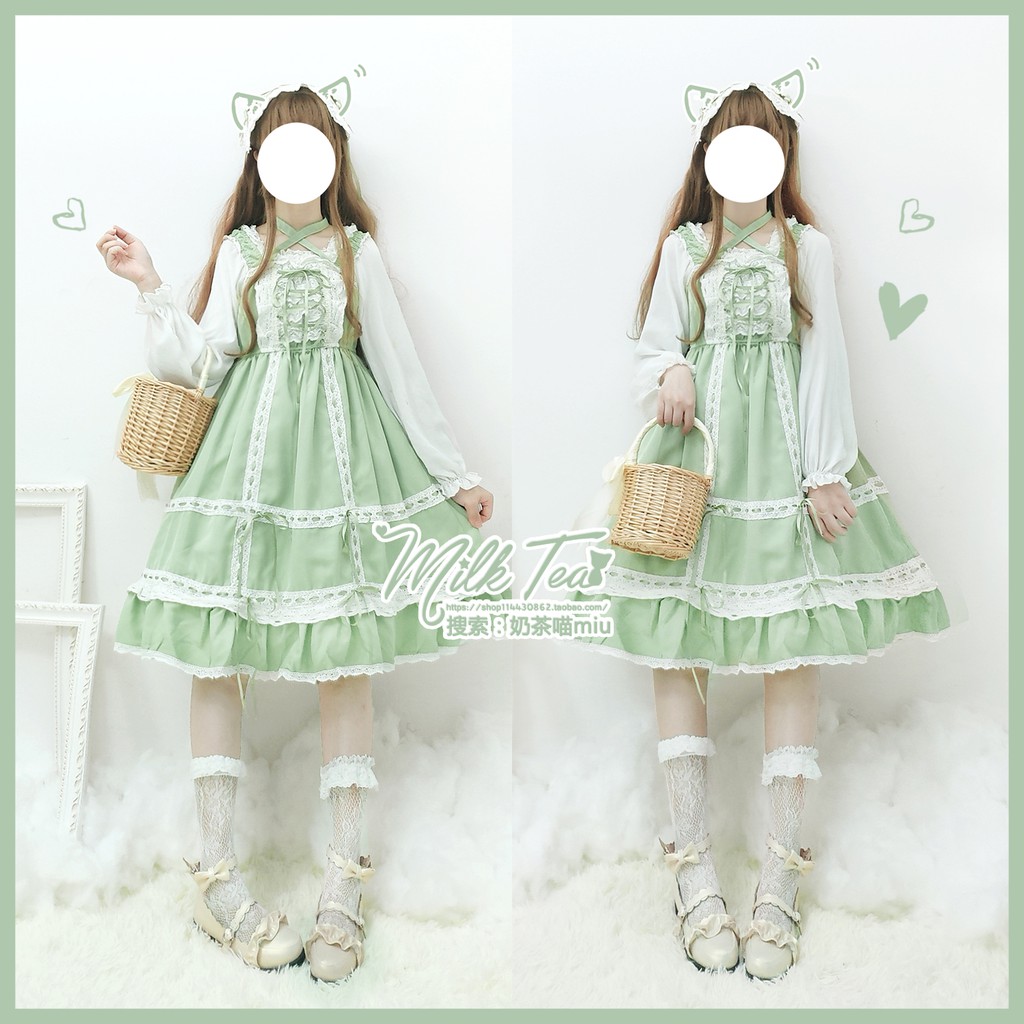 YAS0268-Set váy lolita babydoll phối ren