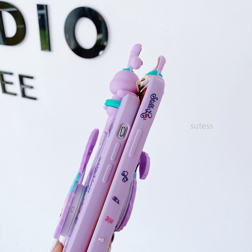 Ốp Điện Thoại Mềm In Hình Thỏ Màu Tím Có Giá Đỡ + Dây Đeo Cho Oppo A1K F19 F11 Pro F9 Pro F7 F5 F5 Youth F3 Lite