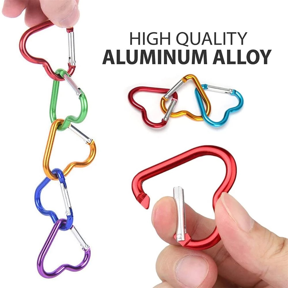 Móc Khóa Carabiner Hình Trái Tim Bằng Nhôm Màu Sắc Ngẫu Nhiên