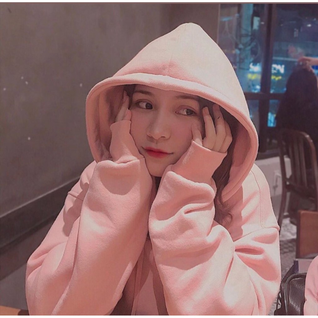 ÁO KHOÁC NỈ BÔNG HOODIE HỒNG PHẤN UNISEX