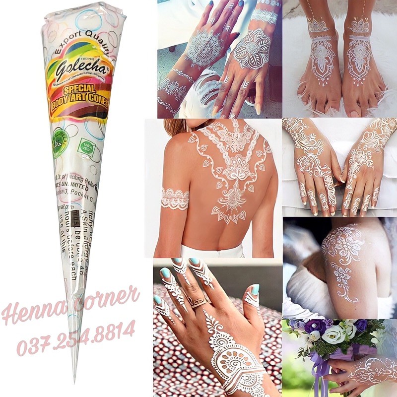 WHITE HENNA GOLECHA TRẮNG - MỰC TRANG TRÍ CƠ THỂ - KHÔNG LƯU MÀU