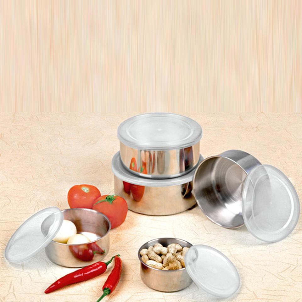 Bộ 10 Thố inox có nắp đựng thực phẩm để tủ lạnh/hâm lò vi sóng