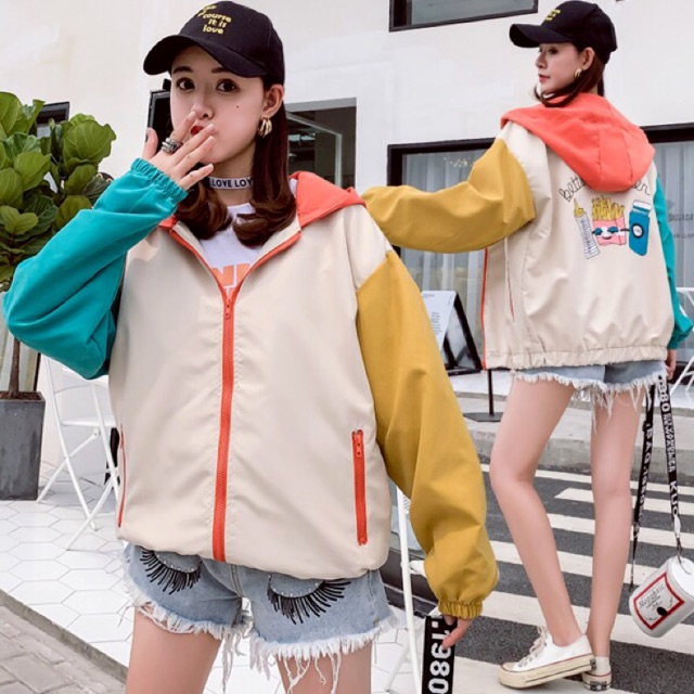 Áo khoác dù, áo khoác nữ phối tay và in hình xinh xắn | BigBuy360 - bigbuy360.vn