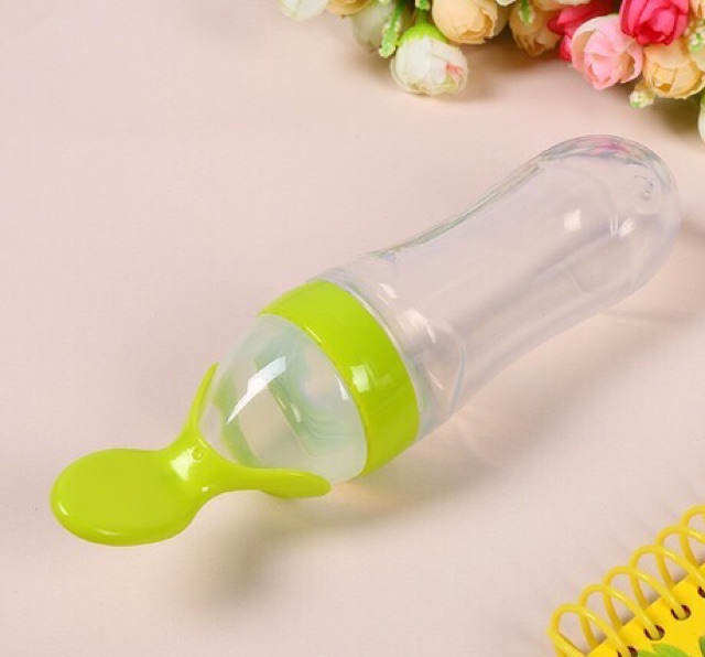 Ninikids: ĐƯỢC CHỌN MÀU-Bình thìa ăn dặm silicon chia vạch ( LOẠI TỐT)