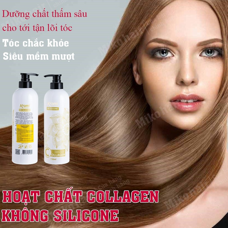 Dầu xả tóc Collagen KAMI siêu phục hồi tái tạo lớp biểu bì tóc 750ml