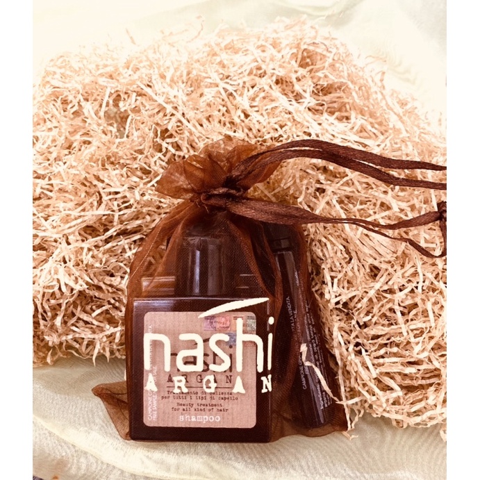 Bộ dầu gội xả và tinh dầu chăm sóc tóc Nashi Argan Travel Kit - Hàng chính hãng