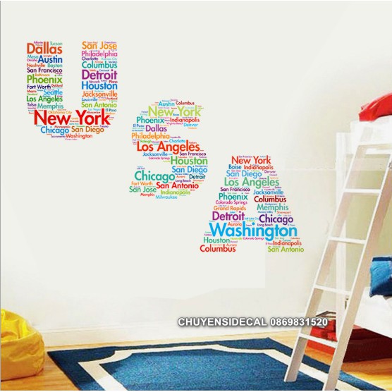Decal dán tường - Chữ Tiêng Anh Quốc Tế