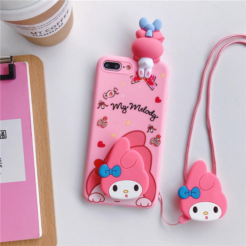 vỏ điện thoại vivo Y51 Y53 Y55 v5 v7 plus v9 v11i y71 y91c y91 y95 protection soft shell with bracket lanyard pop socket mobile phone case 3D cartoon melody