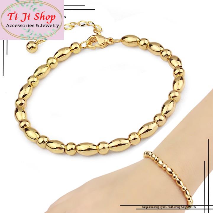 Lắc tay nữ inox hình hạt gạo