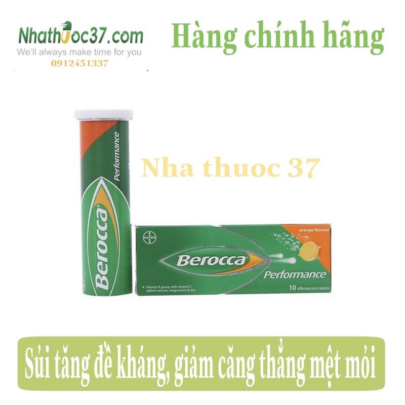 Viên sủi Beroca bổ sung vitamin, tăng đêg kháng, giảm căng thẳng mệt mỏi, Berocca Tuyp 10 viên hàng chính hãng