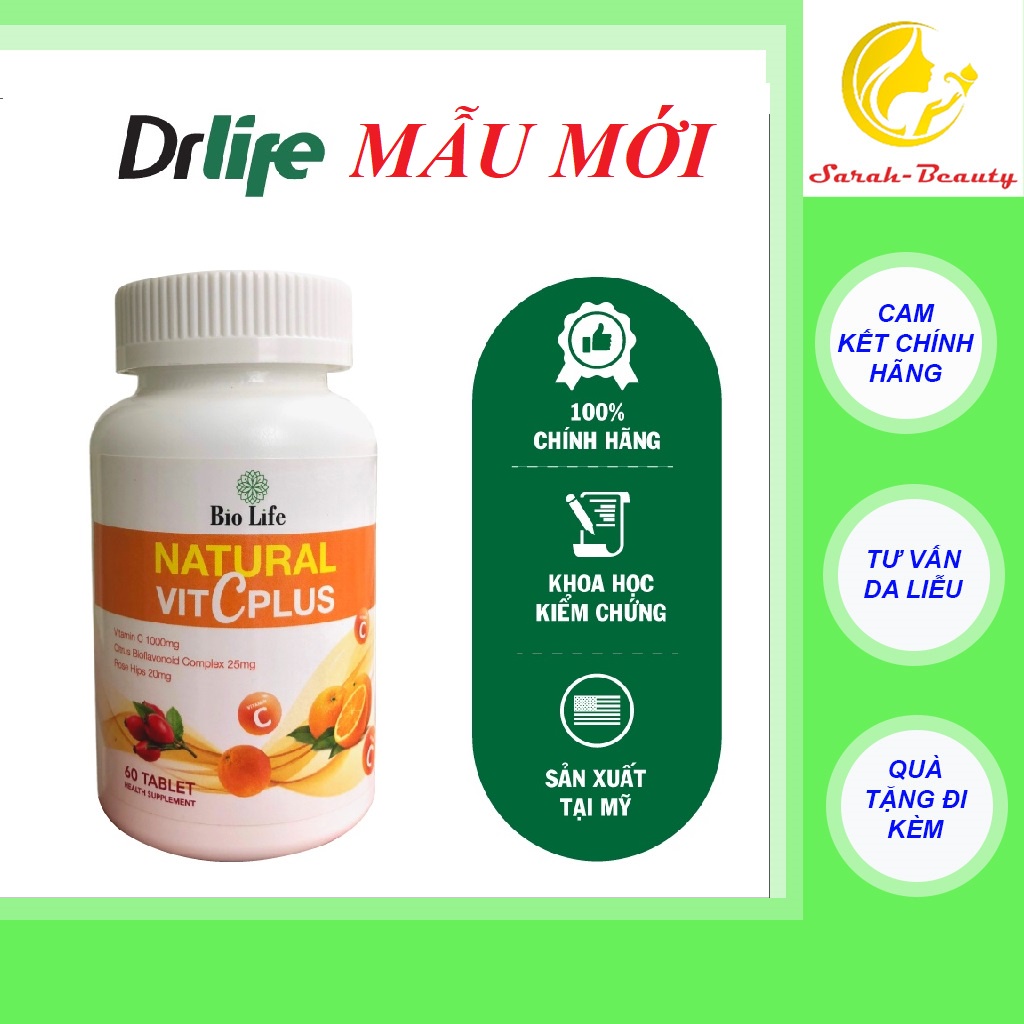 Viên uống chống lão hóa da và tăng cường sức đề kháng Dr. Life Pure Vitamin C Plus - Bio Life – 1000mg