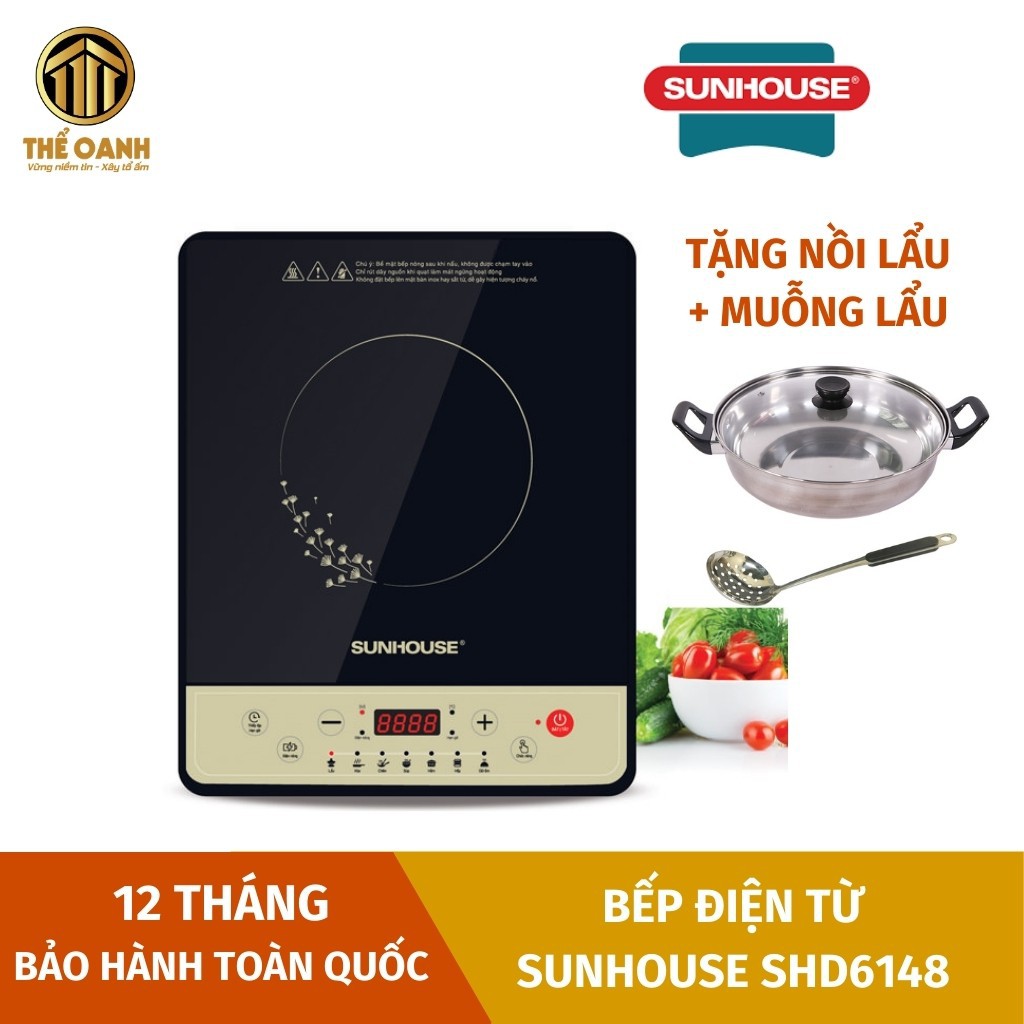 Bếp từ ⚜️FREESHIP⚜️ Bếp điện từ Sunhouse SH6148 - Tặng kèm nồi