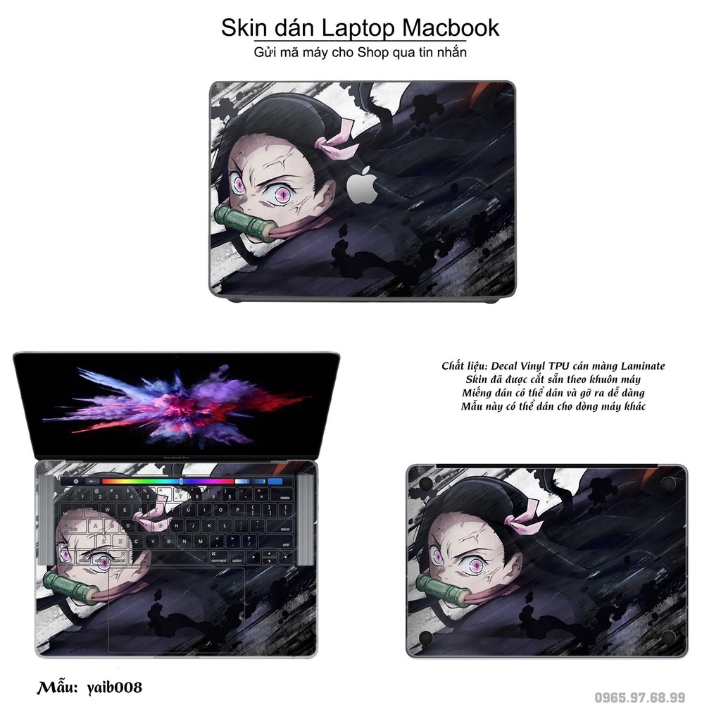 Skin dán Macbook mẫu Kimetsu No Yaiba (đã cắt sẵn, inbox mã máy cho shop)