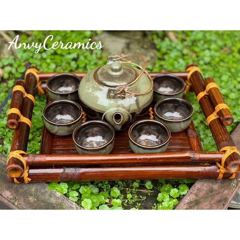 BỘ ẤM TRÀ DÁNG NHẬT QUAI ĐỒNG