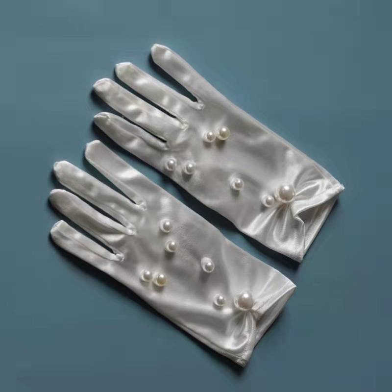 Găng tay satin dài màu trắng ấm áp bảo vệ toàn diện dành cho cô dâu
