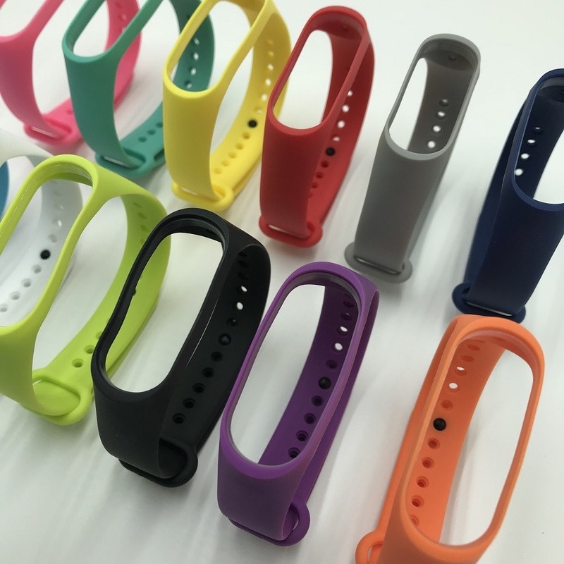 Dây Đeo Thay Thế Chất Liệu Silicon Màu Trơn Cho xiaomi mi band 7 6 5 4 3 4 5 Miband 4 3 5