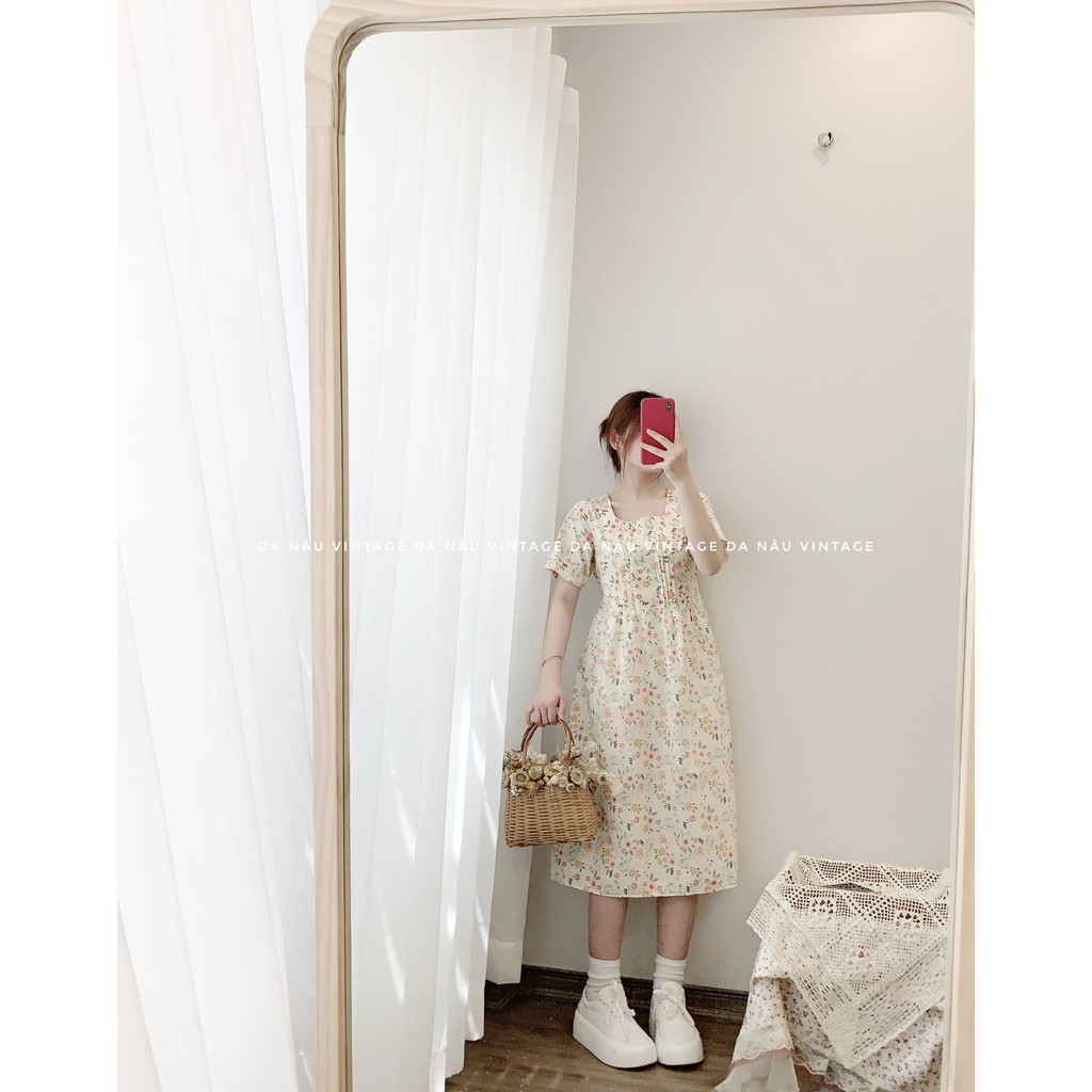 Đầm Babydoll nữ hoa nhí tay ngắn phong cách ulzzang nhẹ nhàng – Da Nâu Vintage | BigBuy360 - bigbuy360.vn