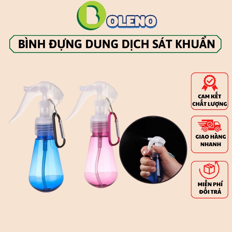 Bình đựng nước xịt khuẩn dung tích 60ml, chai xịt dung dịch rửa tay có móc khoá treo xe treo cặp xách