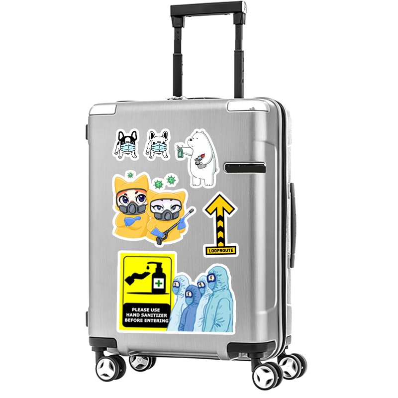 Sticker Dán Laptop, Dán Điện Thoại | Sticker Chủ Đề Phòng Chống Virus Co Ro Na