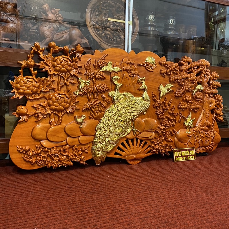 Tranh quạt gỗ phu thê viên mãn