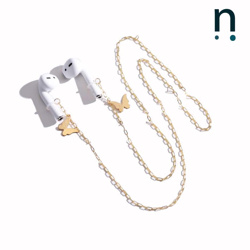 Tai nghe không dây AIRPODS chống mất dây chuyền Hàn Quốc Đi làm bằng kim loại tinh tế mờ bướm chống mất dây chuyền phổ quát | BigBuy360 - bigbuy360.vn