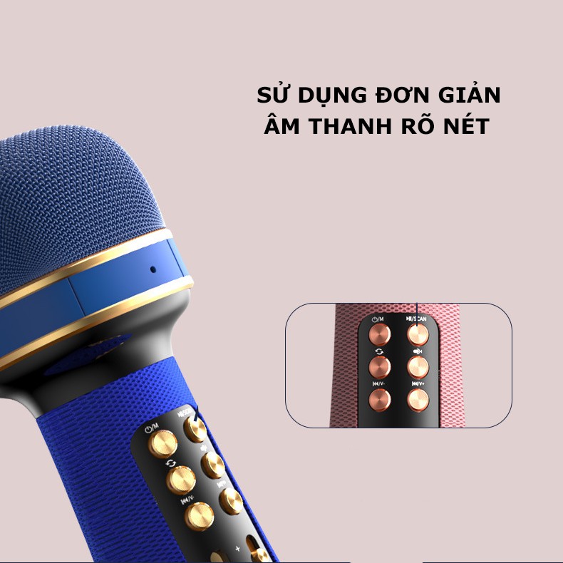 Loa bluetooth mini kiêm micro hát karaoke 2 trong 1, âm thanh HD siêu mượt, có chế độ tách tiếng, cầm tay nhỏ gọn