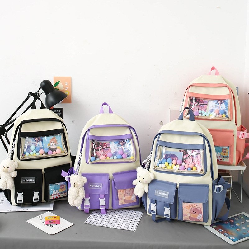 Combo balo 4 món thời trang ulzzang,BALO 4 MÓN THỜI TRANG NAM NỮ  đi học thời trang sinh viên học sinh - GUIYUBAG MICA H