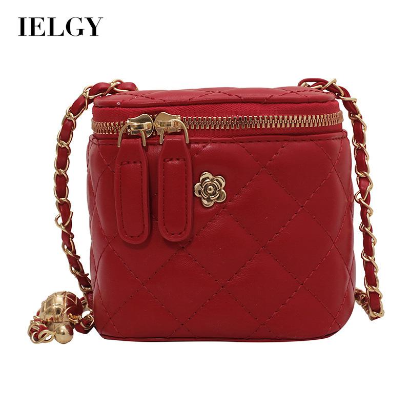 IELGY Túi Đeo Vai Hình Vuông Cỡ Nhỏ Họa Tiết Hình Thoi Phối Dây Xích Thời Trang Cho Nữ