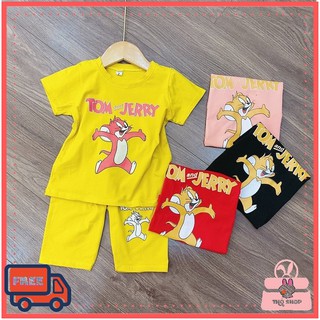 Sét Bộ quần lửng áo cộc tay bé gái hình chuột siêu hot thun cotton 4 chiều mềm mại cho bé từ 10kg đến 22kg