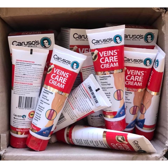 Kem bôi hỗ trợ suy giãn tĩnh mạch Carusos Veins Care Cream 75g Úc