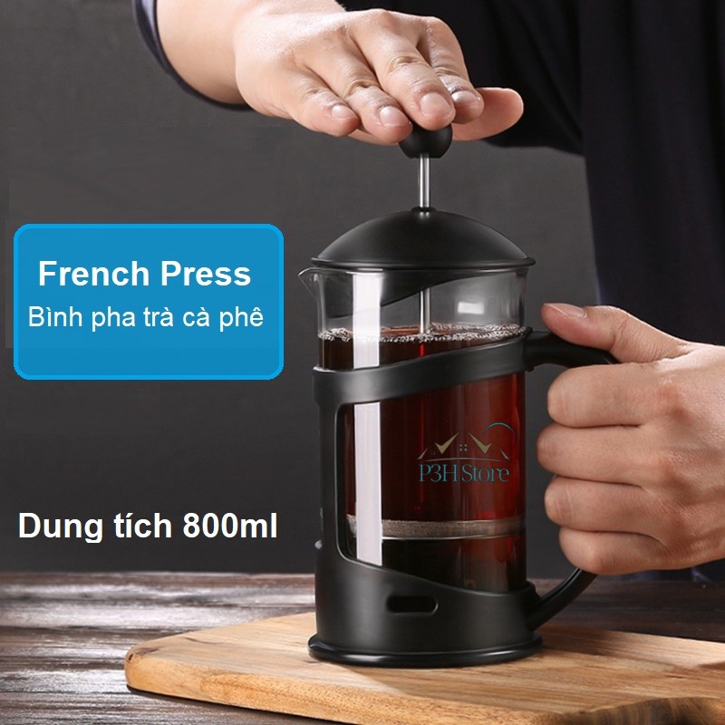 Bình pha cà phê Pháp Lock&amp;Lock French Press bình pha trà dung tích 800ml LLG018 LLG019