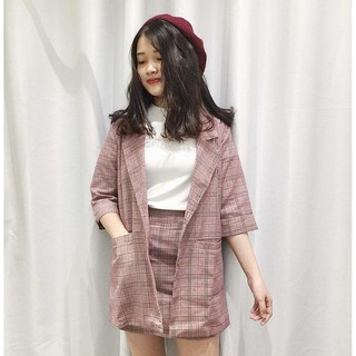 GIẢM TỚI 26.9K NHẬP MÃ WA6692791 Set Vest Nhà May Siêu Kĩ Form Đẹp (Set blazer) Kèm Áo Dây Croptop Laca