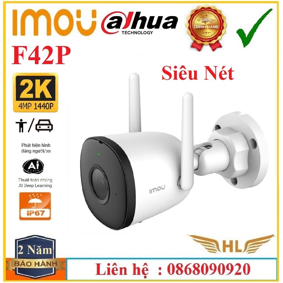 Camera IP Wifi Siêu Nét Ngoài Trời 4Mp 1440P Imou G42P -Hàng Chính Hãng