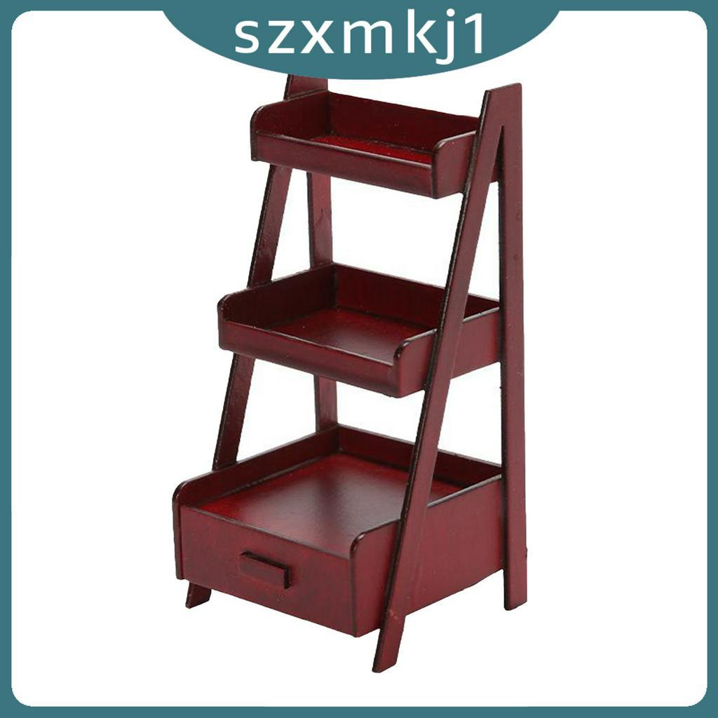 Kệ Gỗ 3 Tầng Mini Trưng Bày Chậu Hoa Trang Trí Phong Cảnh Phòng Búp Bê 1 / 12