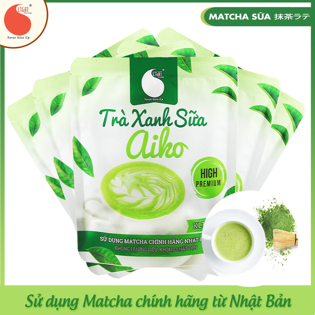 Combo 5 gói Bột trà xanh sữa Aiko, sử dụng matcha Nhật chính hãng, thơm ngon, tiện lợi - Gói 50g Light Coffee