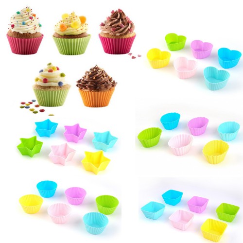 Set 6 khuôn bánh bông lan, cupcake muffin bằng silicon nhiều hình