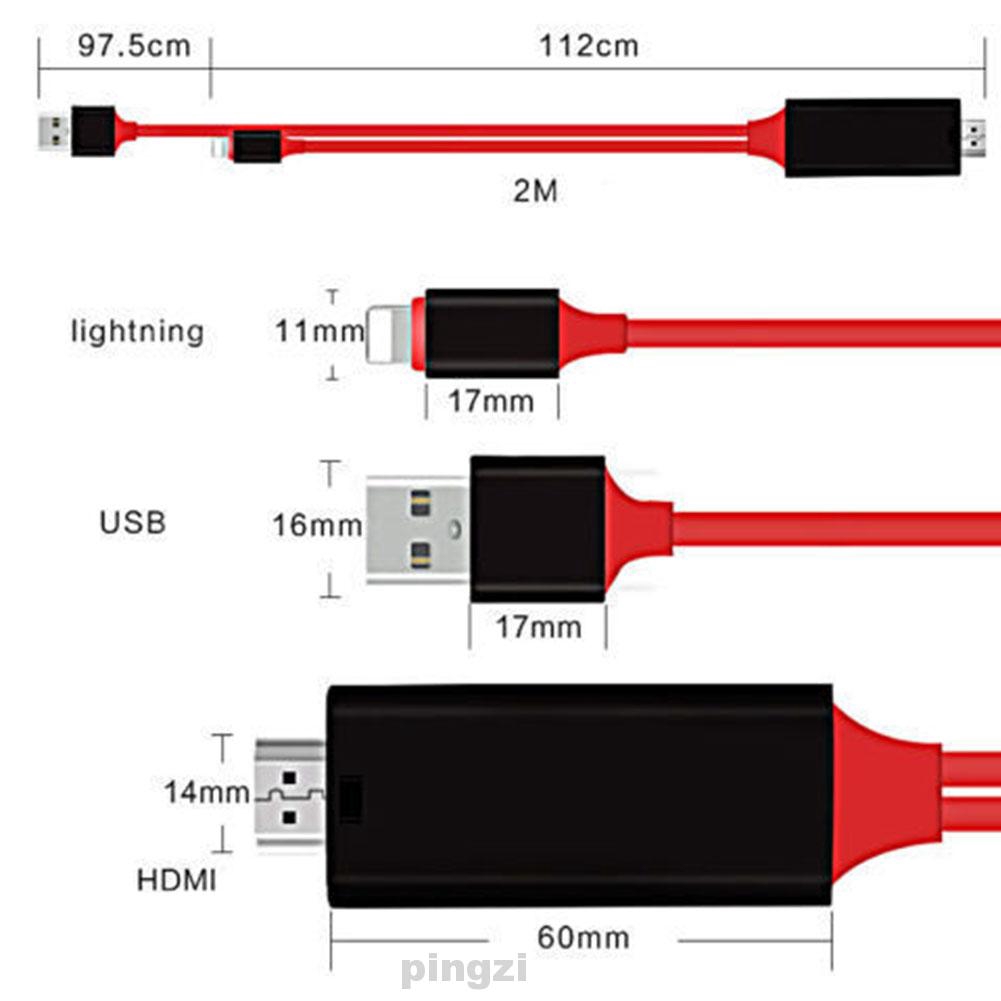 Dây Cáp Hdmi 2m 1080p 60hz Hd 3d Cho Iphone 7 8 Plus