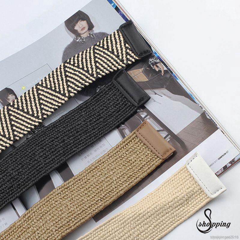 Thắt lưng bện dây co giãn phối khóa gỗ cho nữ