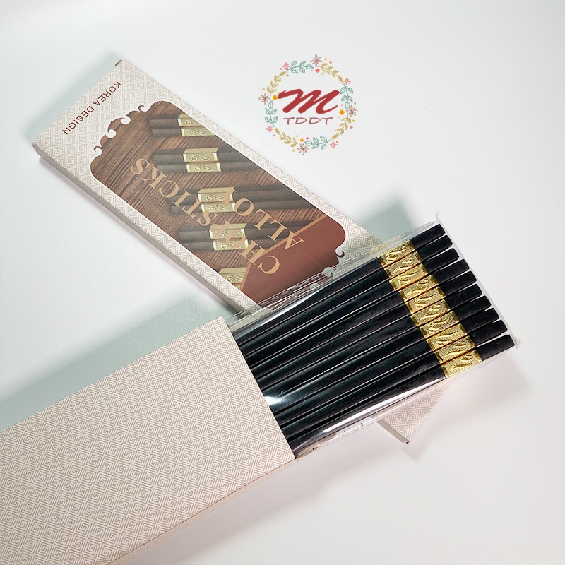 Hộp 10 Đũa Hợp Kim Mạ Vàng Cao Cấp Chịu Nhiệt Lên Đến 260 Độ C - MTDDT