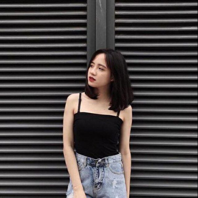 Áo croptop 2 dây sợi nhỏ co dãn tốt ôm body