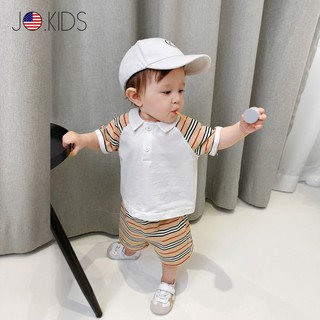 Bộ áo thun kẻ sọc + quần short cho bé trai set áo thun kẻ sọc + quần short đáng yêu cho bé trai