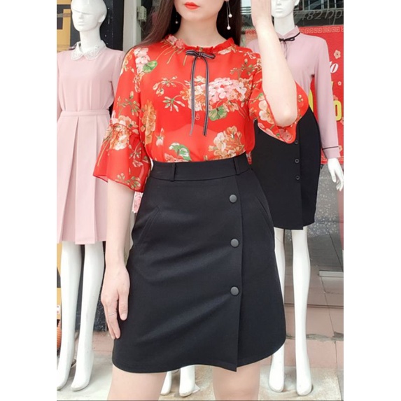 ⚘Áo điệu cổ bèo nơ ruy băng, tay lỡ xinh xắn⚘được thiết kế may kỹ, chất voan hoa mịn mát👍.Ảnh thật, mẫu ảnh là chủ shop❤