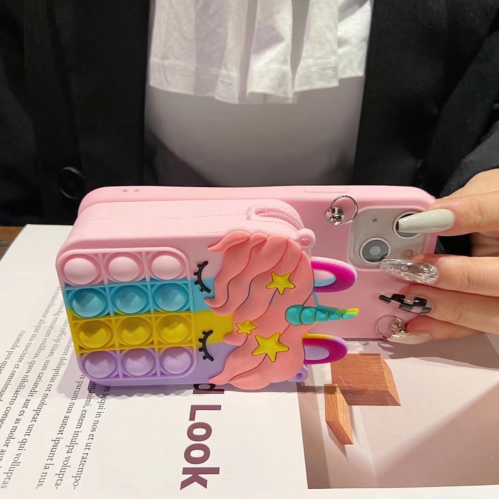 Ốp điện thoại dạng ví đựng tiền xu hình kỳ lân 3D thích hợp cho iPhone 7 8 plus se 2020 X XR XS MAX 11 PRO MAX