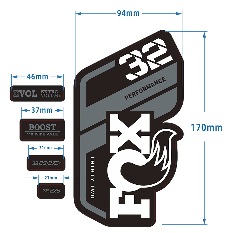 Miếng Dán Trang Trí Phuộc Trước Xe Đạp 2021 Fox Nổi 32 Fox32