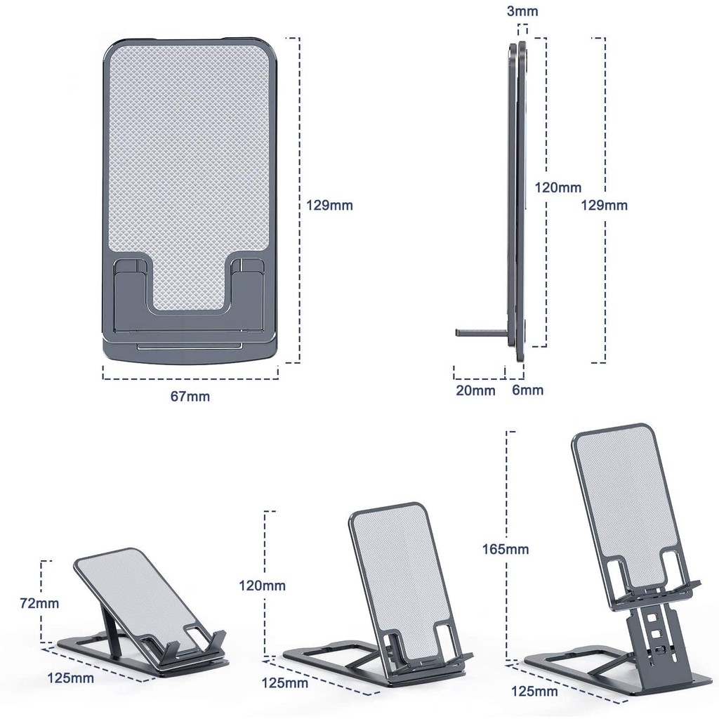 Giá đỡ điện thoại giá đỡ máy tính bảng để bàn bằng hợp kim nhôm có thể gấp gọn giao màu ngẫu nhiên