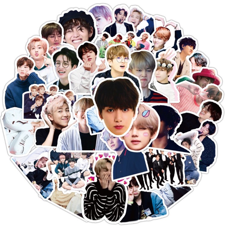 50 Miếng Dán Hình KPOP BTS Trang Trí Dễ Thương