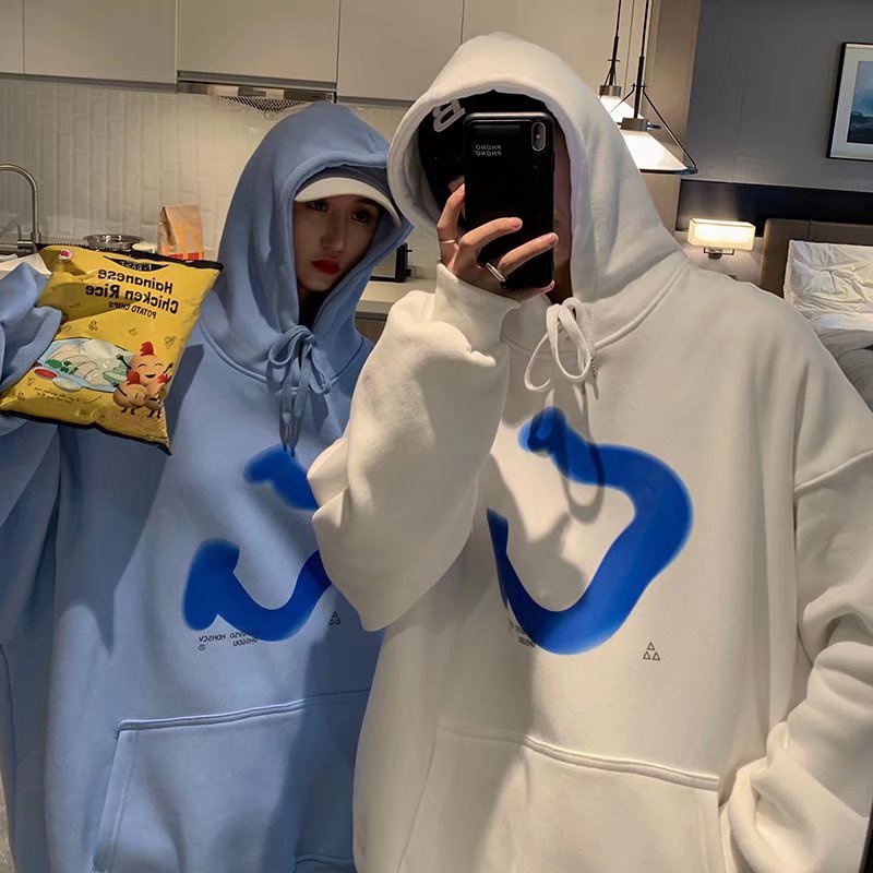 Áo hoodie dáng rộng in chữ phong cách hiphop đường phố Hàn Quốc thời trang dành cho cặp đôi kích thước M-5XL