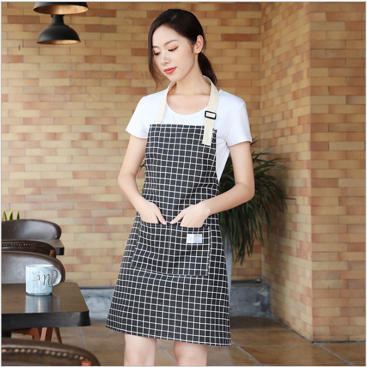 Tạp dề caro xinh xắn chống bẩn khi làm bếp, quán cafe, làm tóc
