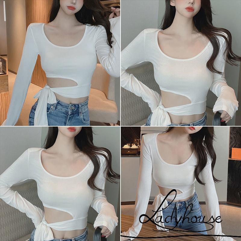 LD-New summer and autumn women´s wear new spice girl´s idea, waist revealing sexy T-shirt, minority bandage top