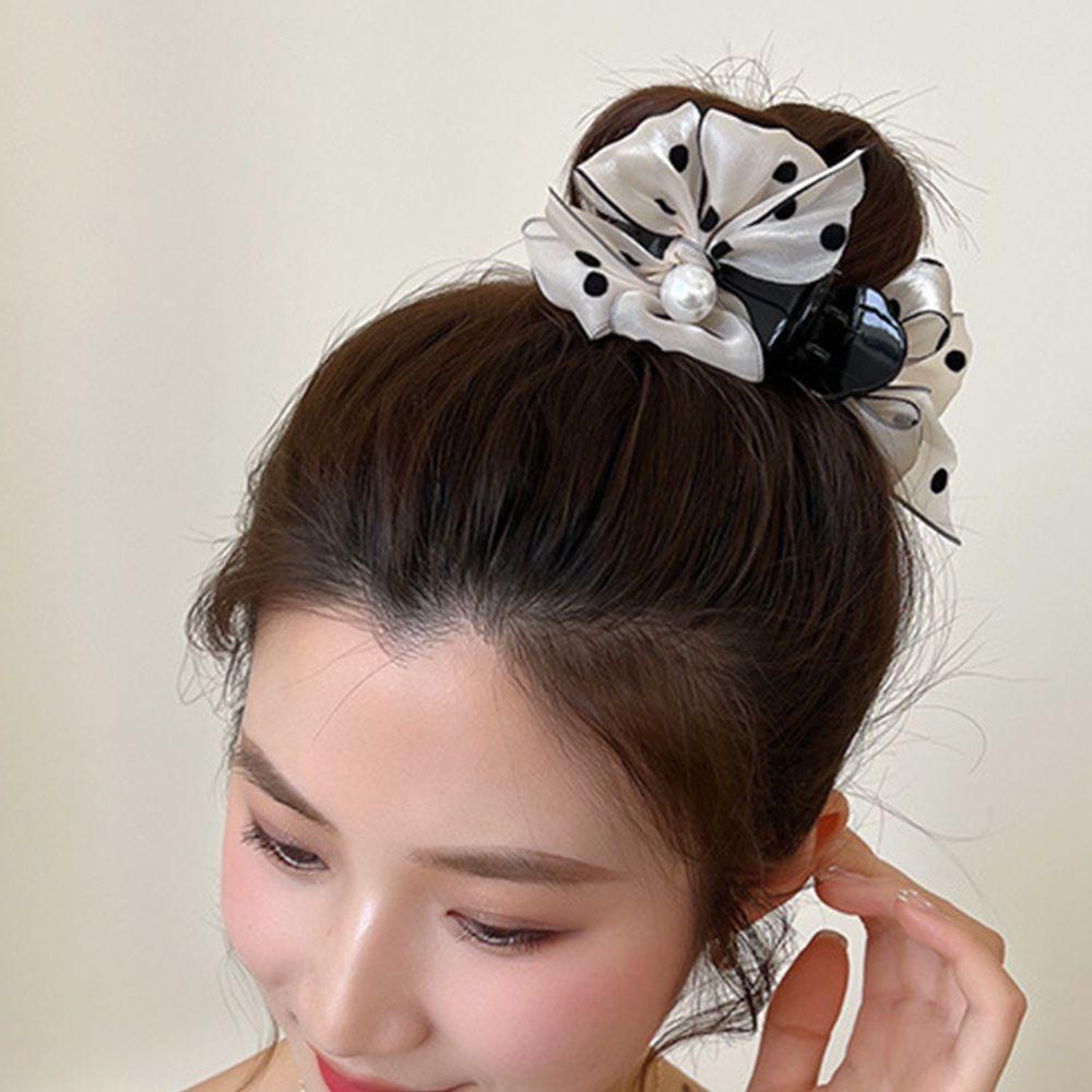 NICKOLAS Kẹp Tóc Nơ Họa Tiết Chấm Bi Phong Cách Retro Thời Trang N2N